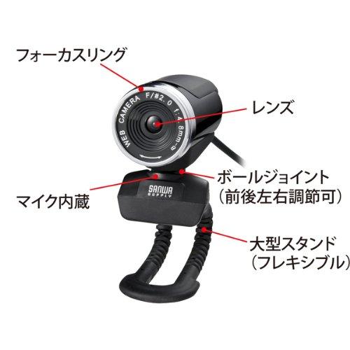 Sanwa Supply CMS-V37BK USB-Connected FULL HD 2 Megapixel Webcam with Built-in Microphone, Black