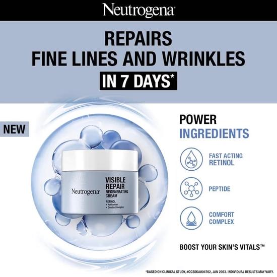 Neutrogena Visible Repair Retinol Tages- & Nachtcreme: Kurbelt Kollagen für Anti-Aging, Falten, feine Linien an 50g