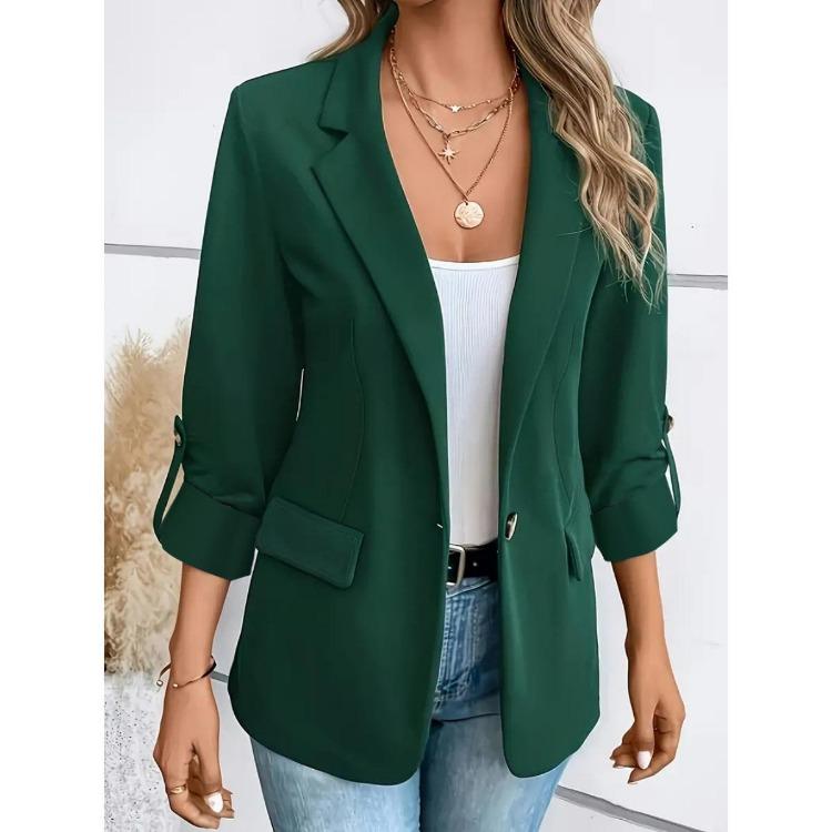 Fashion Women Long Sleeve Blazer Outerwear Solid Color Versatile Autumn Winter