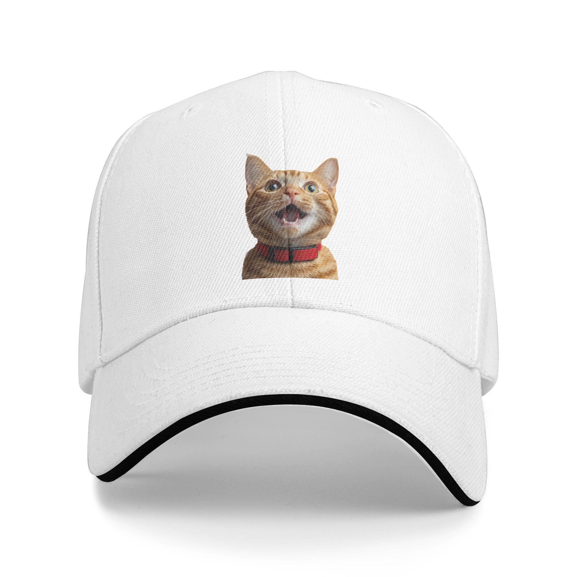 

1pc of Cat Design Cap for Both Men And Women, Adjustable Unisex Vintage Style Baseball Hat One Size білий