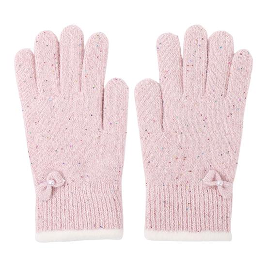 Women Winter Gloves Warm Touch Screen Gloves with Bow-Tie Sequins Knitted Thickened Gloves for Daily Outings Dating Party