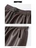 2025 Autumn/Winter Women's High Waist Leather Pants - Stylish Wide-Leg, Loose-Fit, Elastic Drape Trousers