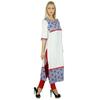 Bimba Women White Indian Ethnic Custom Kurti 3 4th Sleeve Tunic Long Blouse