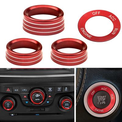 4PCS Gaisa kondicionēšanas gredzena skaļuma radio pogas slēdža pogas vāciņš Dodge Challenger piederumiem, lādētāja dekorēšanas vāciņš