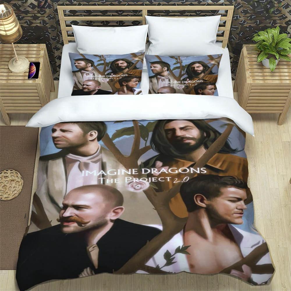 Rockband Imagine Dragons Bettwäsche-Sets, exquisites Bettzubehör-Set, Bettbezug, Bettdeckenset, Bettwäscheset, luxuriöses Geburtstagsgeschenk