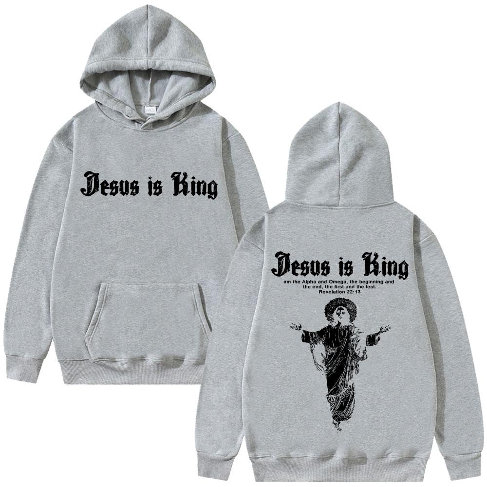 Jesus Is King Graphic Hoodie Christian Religious Clothes Men Women Fashion Gothic Rock Sweatshirt Hip Hop Popular Streetwear
