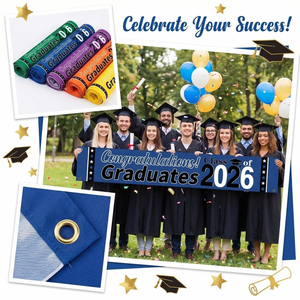Graduation Banner Class of 2026 Graduation Party Decoration Banner Congrats Graduates Photo Prop Banner for Graduation Ceremony