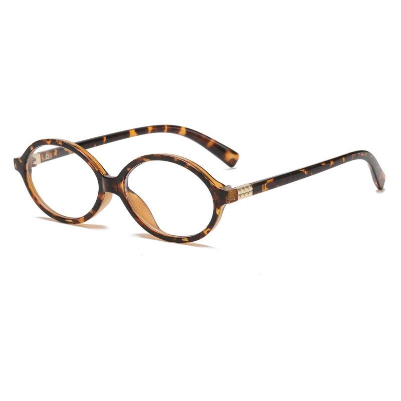 Ovale Kleine Rahmenbrille Retro Damen Koreanische Einfache Brille Herren Leopard Blaulichtschutz Modebrille