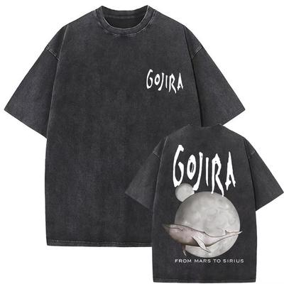 T-shirt Homme Femme Gojira From Mars To Sirius Flying Whales Graphique Métal Lavé Vintage Gothique Coton Pur