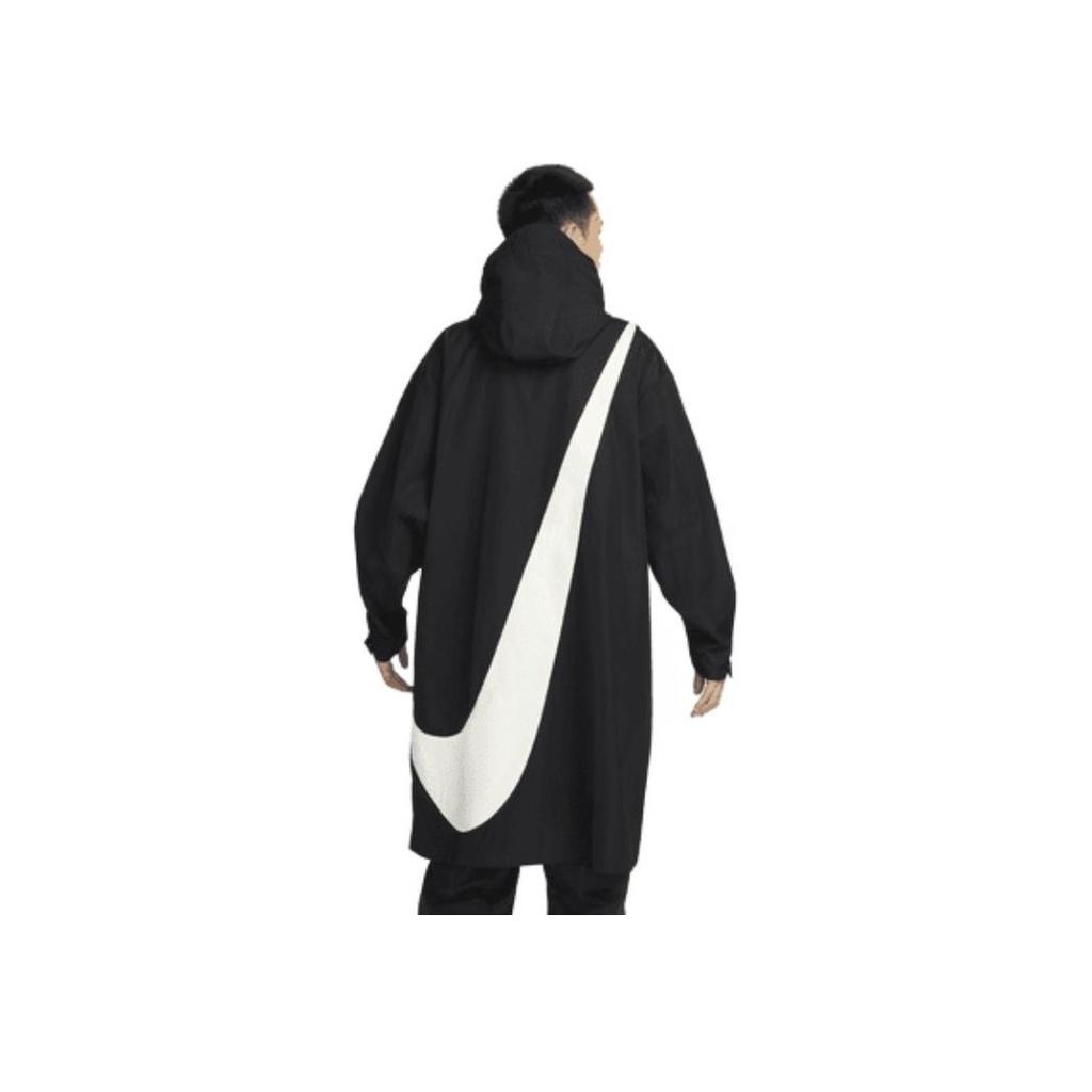 Nike Jednobarevná mikina s kapucí a logem, jednořadé zapínání, středně dlouhá větrovka pro muže, svrchní oděv, černá FD2870-010