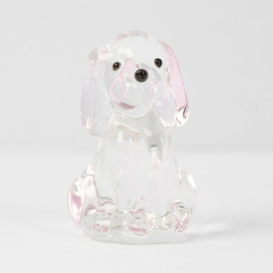 Hand Blown Mini Glass Dog Figurine Handmade Faux Crystal Cute Dog Statue Collectible Animal Ornament for Home Decor Pet Lover Gifts