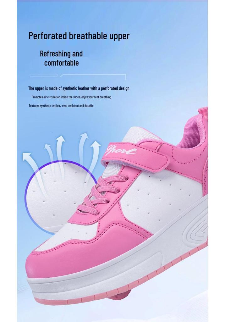 2025 Rollschuhe für Jungen & Mädchen, Doppelschuhe, Trendige Knopf-Rollen Freizeitsport-Schuhe