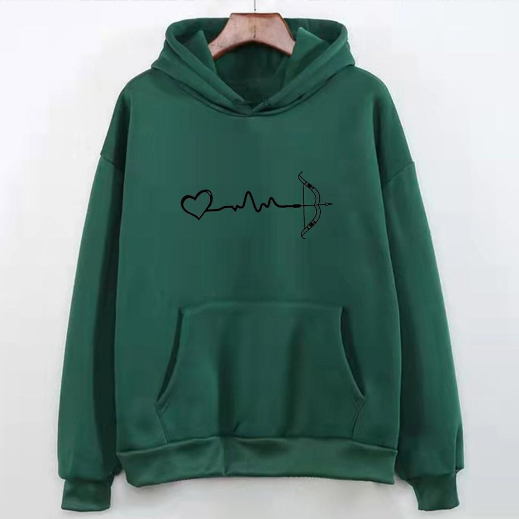 Women's Fashion Casual Fun Print Hooded Sweatshirt Loose Sports Tops Pullover