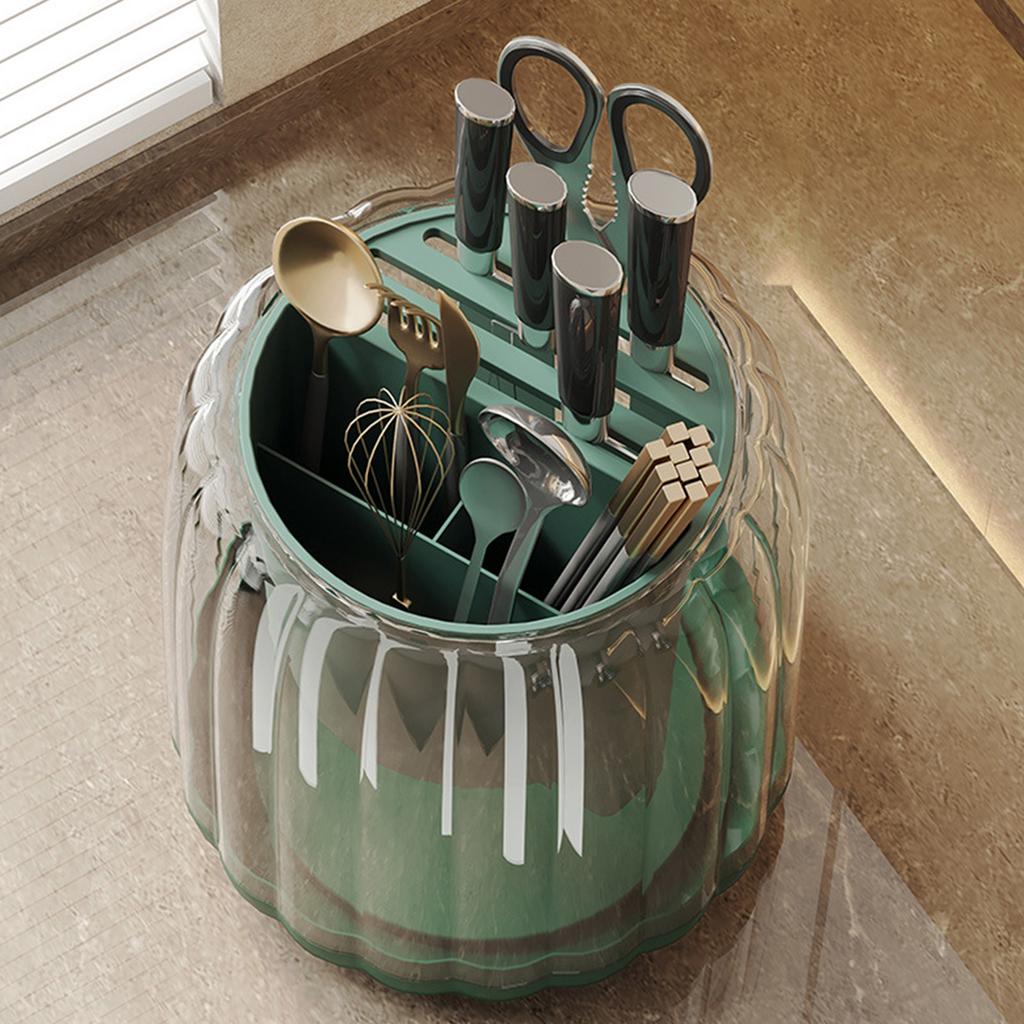 Rotating Utensil Holder Multifunction 360 Degree Space Saving Strong Plastic Knife Holder for Kitchen Home
