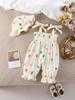 Mono de algodón con capucha para recién nacido: Mono de Verano Adorable con Broches en la Entrepierna para Bebés