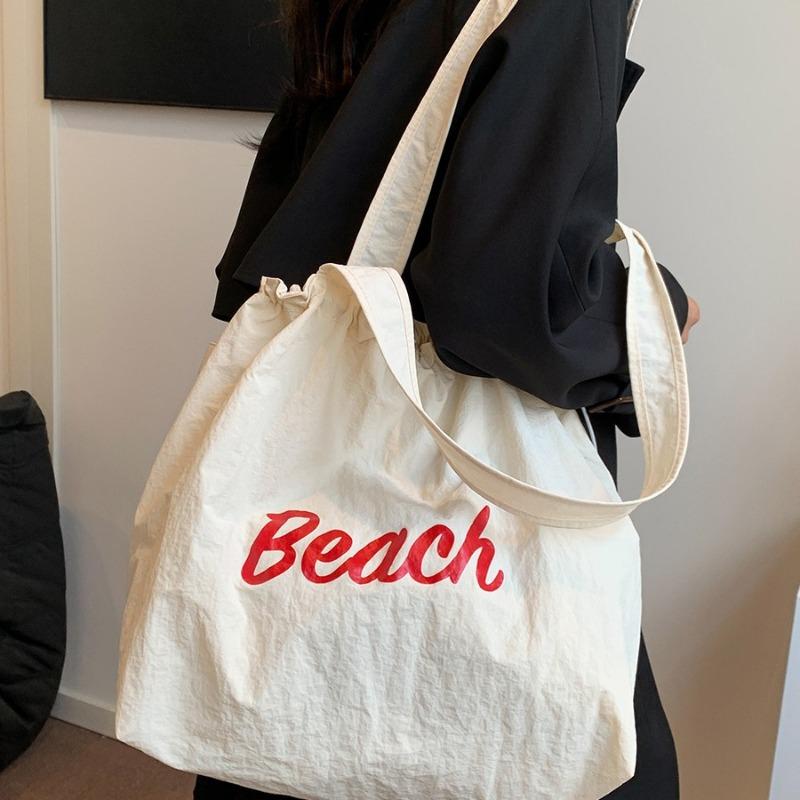 New Drawstring Canvas Bag Tote Bag Commuter Tote Bag Shoulder Bag Large Capacity Shopping Bag Bento Bag