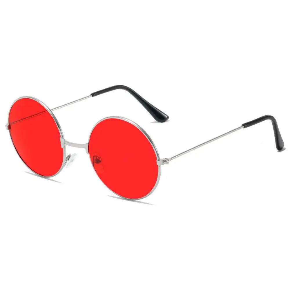 Retro Küçük Yuvarlak Hippi Güneş Gözlüğü Moda Daire Metal Çerçeve güneş gözlüğü Disko Parti Şeker Renkli Lens Gözlük Kadın Erkek