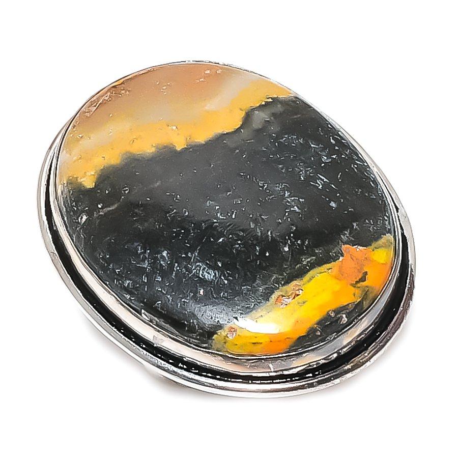 

Natural Bumble Bee Jasper Gemstone 925 Sterling Silver Jewelry Ring Size 8 L0S06
