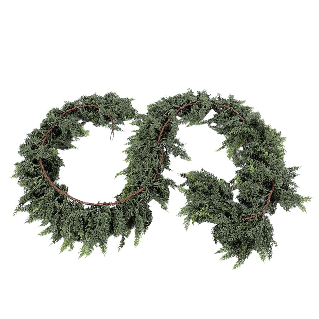 6FT Artificial Green Cedar Garland Xmas Faux Greenery Garland for Home Fireplace Mantle Indoor Outdoor Holiday Party