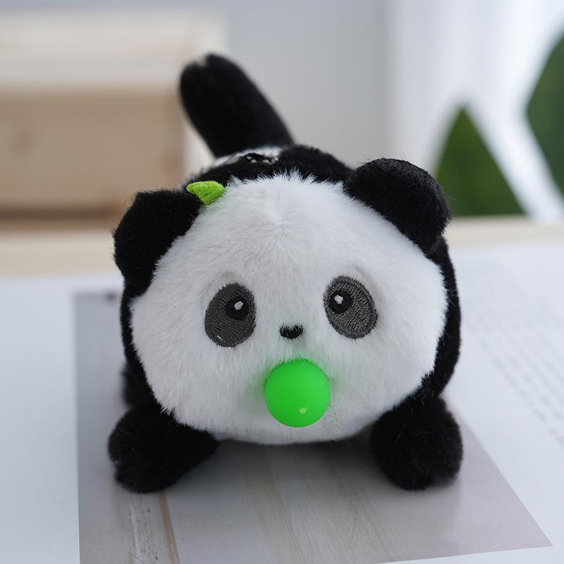 

Bubble Cute Plush Blowing Gray Cat Keychain Fluffy Animal Bag Accessory Panda