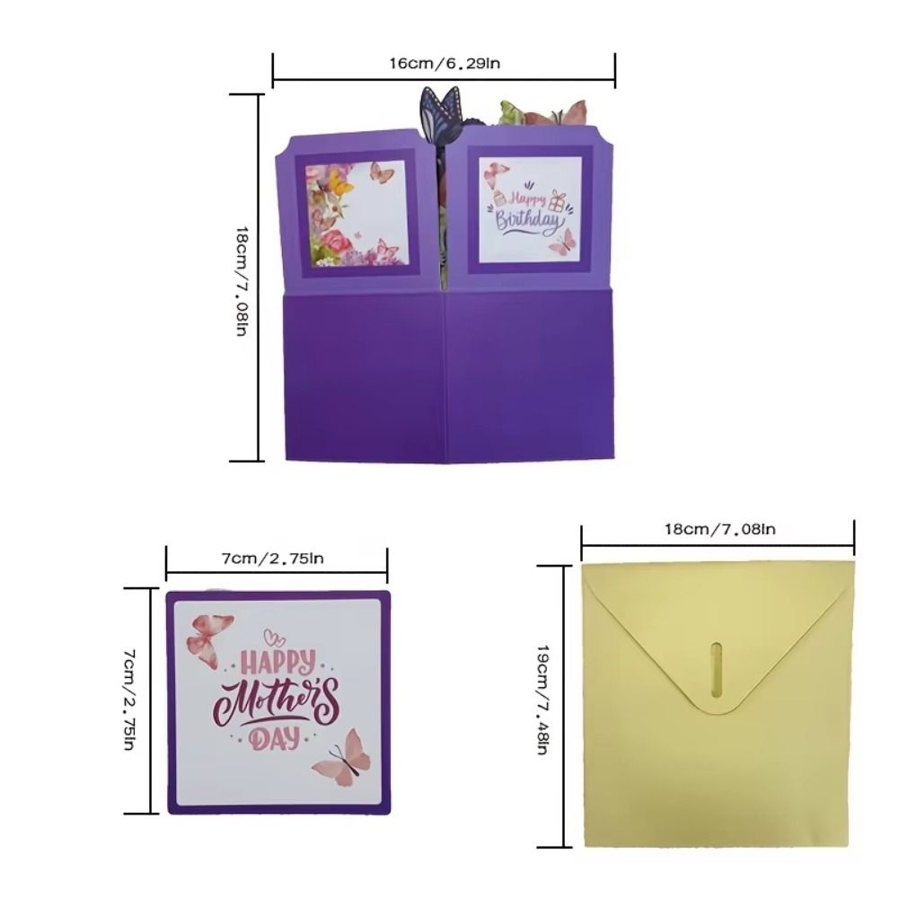 3D Patterns 3D Pop Up Greeting Card Paper Purple Butterfly Gift Box  Home Ornaments