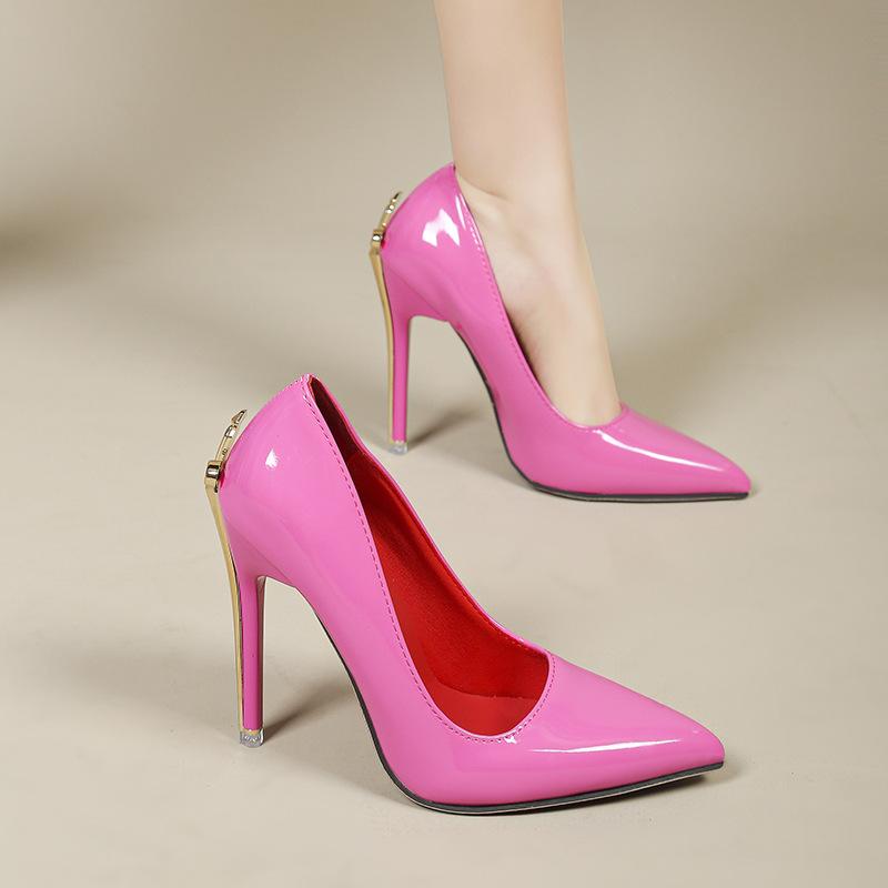 Size, large size gold scepter stiletto high heels women's red sole sexy shallow mouth royal sister professional single shoes
