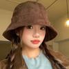 1Pcs Korean Style Foldable Travel Outdoor Hat Corduroy Pleated Bucket Hat For Women Solid Color Soft Casual Sun Hat