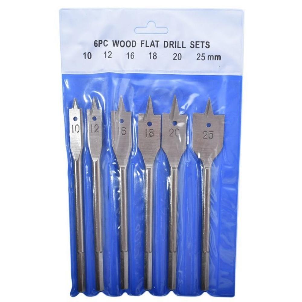 6Pcs/Set NEW Carbon Steel Woodworking Flat Drill 10-25mm Woodworking Hexagonal Shank Multifunctional Flat Wood Plate Opener