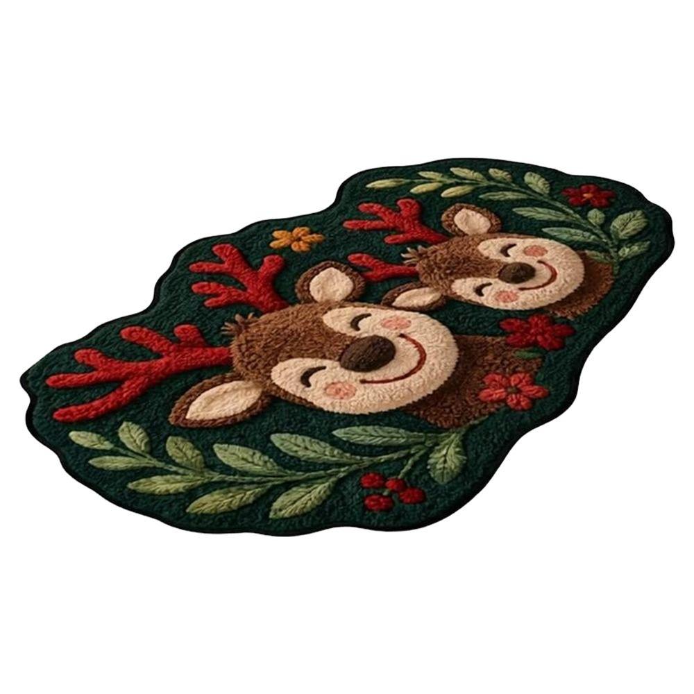 Anti-fouling Cat Area Rug Soft Plush Cartoon Carpet Unique Floor Mat for Bathroom Entrance