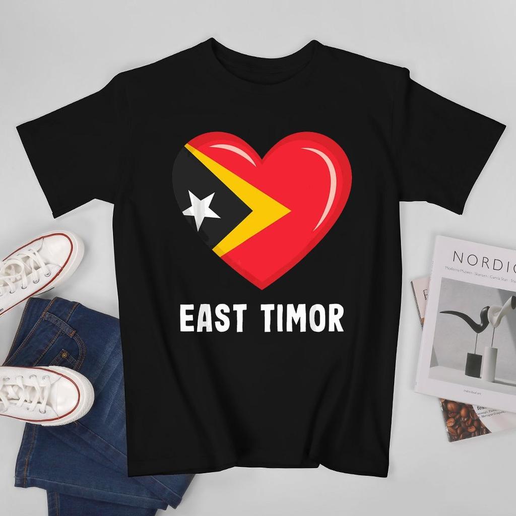 Mehr Design Osttimor Flagge Unisex T-Shirt Tees T-Shirt Rundhals T-Shirts Unisex Jungen Kleidung 100% Baumwolle