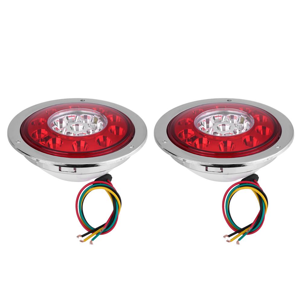 Brake Tail Light,Pair of 4.3 Inch Round 19 LED Truck Trailer Brake Stop Turn Tail Light Chrome Ring Dual Color Brake Tail Light,Pair of 4.3 Inch Round 19 LED Truck Trailer Brake Stop Turn Tail Light Chrome Ring Dual Color