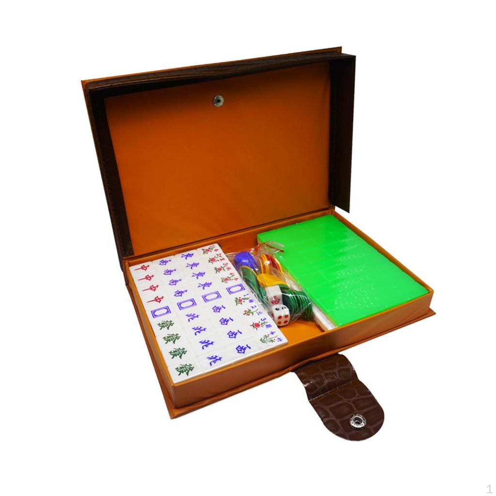 Mini Chinese Guangdong Mahjong Set, Acrylic with Storage Case for Leisure