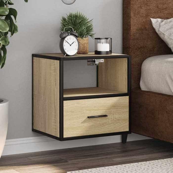 VidaXL Wall-mounted Bedside Tables 2 Pcs Sonoma Oak 40x31x39.5 Cm, Cabinet, Side Table, Bedside Cabinet, Cabinet of 848737