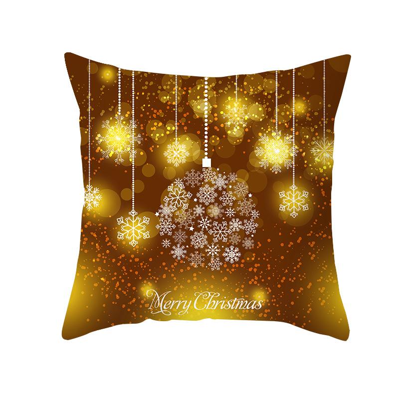 Golden Christmas Peach Velvet Cushion Cover New Digital Printed Square Cushion Cover Cushion Cover