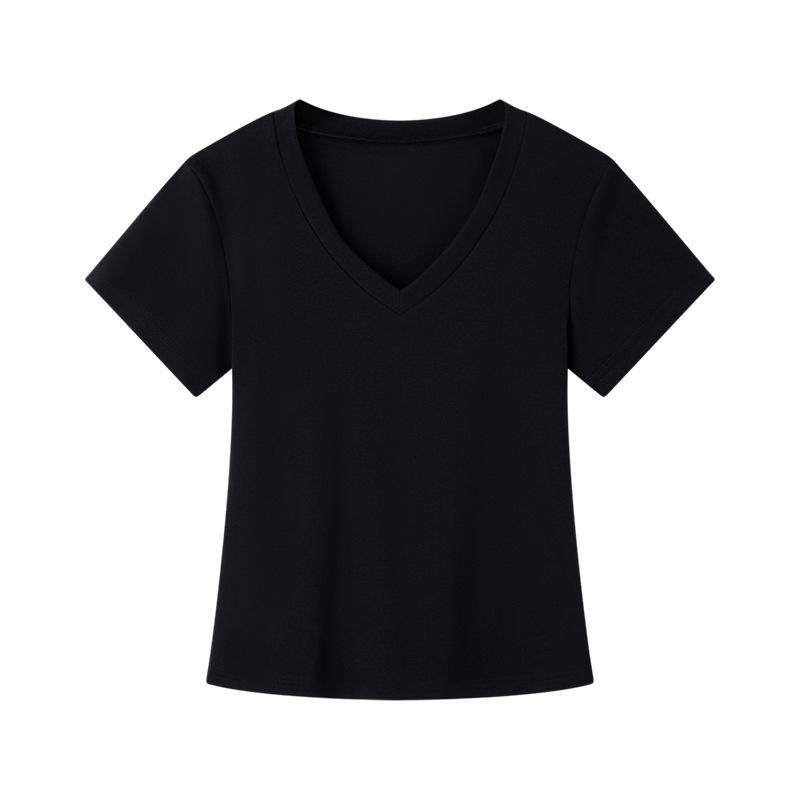 Damen Frühling Sommer Lässiges Sexy V-Ausschnitt Slim Fit Kurzarm T-Shirt
