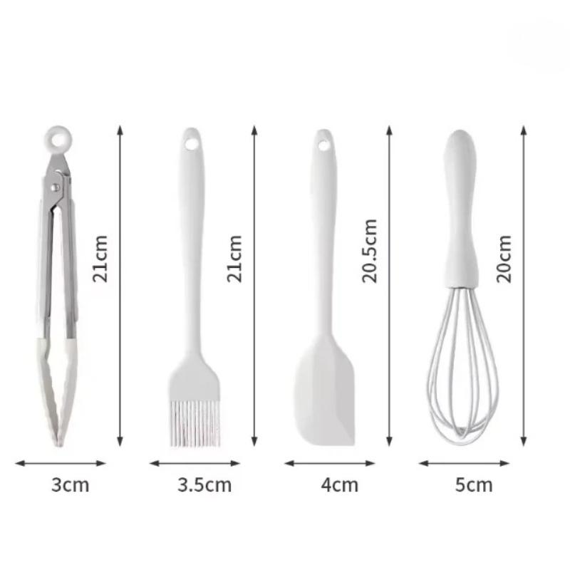

4PCS Silicone Baking Set Utensils Food Grade Non-stick Cooking Spatula Silicone Oil Brush Egg Whisk Food Clip Kitchen Tools Kit