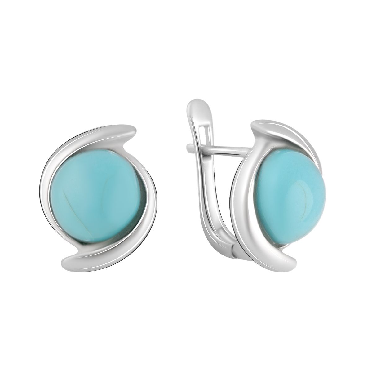 

Срібні сережки-підвіски з фіанітами. (2084013) небо синє світло кольору