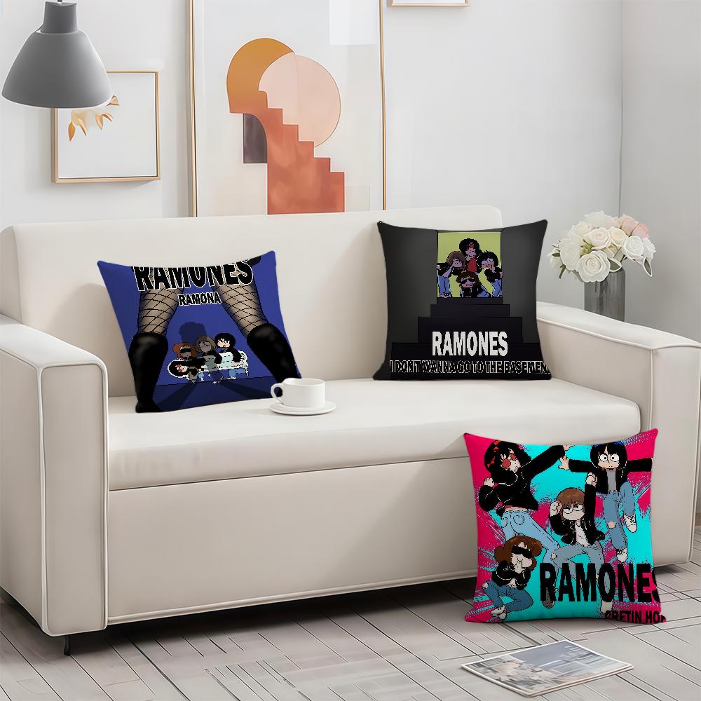 Rock Band R-Ramones cushion cover Double Sided Printed Polyester Pillowcase Pattern Decorative Zipper Cushion Cover