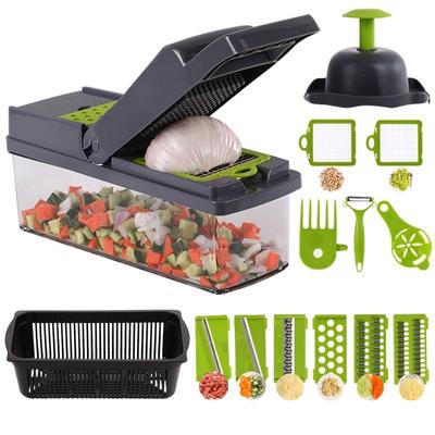 Cortador de verduras multifuncional con cesta, picador de frutas y patatas, rallador de zanahoria, artefacto de cocina
