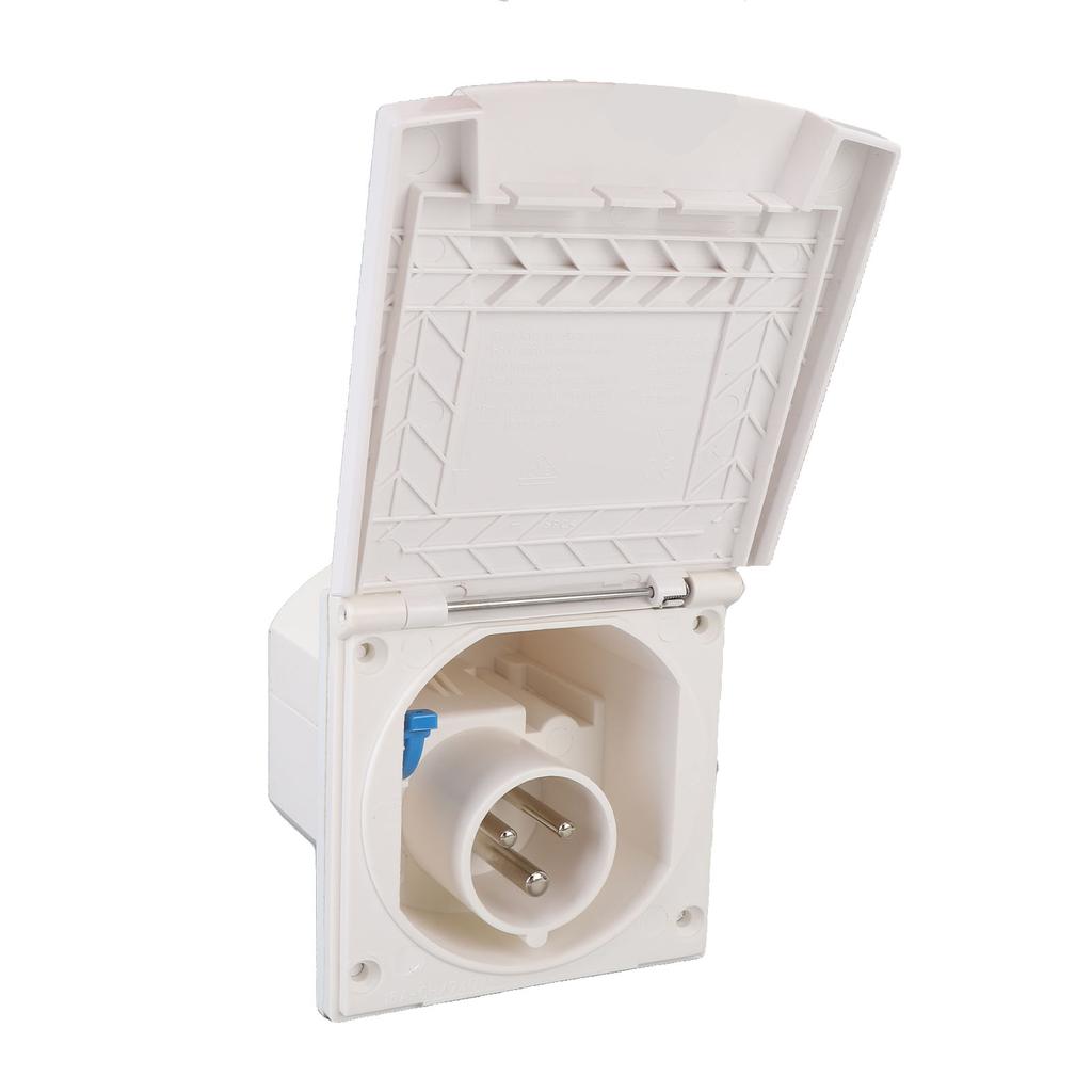 RV-støpsel strøminntaksboks 3-pinners 240V 16A vannavstøtende støvtett innebygd strøminntaksboks med Pr