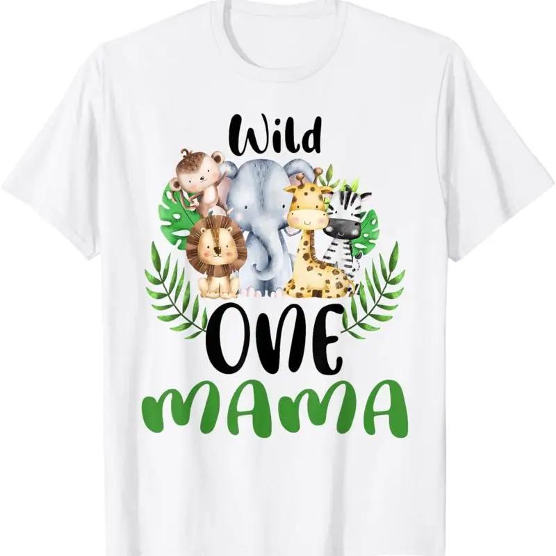 Wild One Mama Jungle Safari Animals First Birthday Graphic TShirt Soft Cotton Tee S