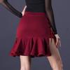 Women's Latin Dance Bodycon Skirt with Fishbone Side Slit
