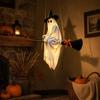 Decoração Suspensa de Fantasma para Halloween ao Ar Livre, Fantasma Bruxa Assustador com Luz LED na Vassoura para Casa, Árvore, Varanda, Pátio, Gramado, Jardim, Decoração de Festa
