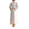 European and American Women's Clothing New Fashion Temperament Sweet French Horn Sleeves Thin Printed Dress Long Dress