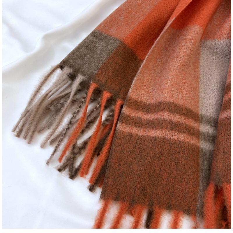 Schal Damen Neu Winter Karomuster Imitation Kaschmir Fransen Schal Verdickt Warm Schal