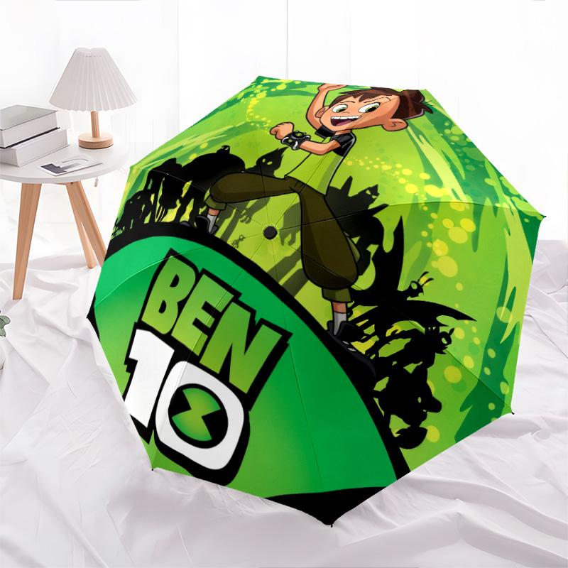 Ben 10  pattern, automatic folding umbrella, portable and foldable design, 8 ribs, a Christmas or birthday gift.