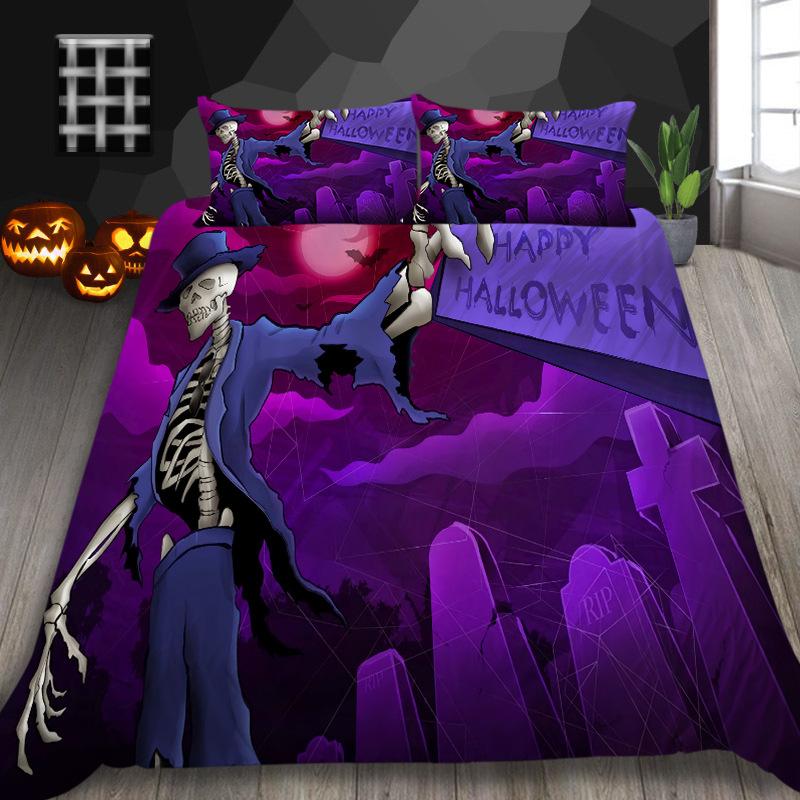 Halloween Decorative Quilt Cover Pillowcase Two Or Three-Piece Set Polyester 3D Digital Printing