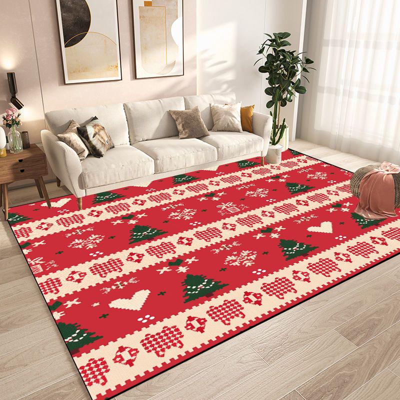 Christmas Tree Snowflake Carpet for Living Room Doormat New Year Red Decoration Home Rug Non-slip Dining Room Decor Floor Mats