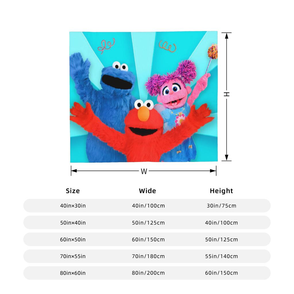 Sesame Street Cartoon Blanket Cover Tv Show Plush Throw Blanket Airplane Travel Decoration Soft Warm Bedspread