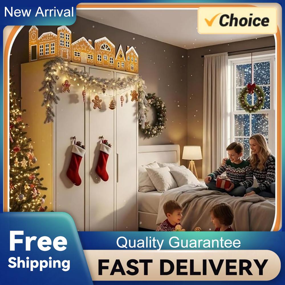 DIY Foldable Xmas Gingerbread House Cardboard Kit with LED Lights Xmas Gingerbread House Craft Decor Kit for New Year Decoration